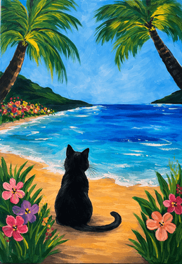Cat on the Beach - Paint Nite event in Los Angeles , CA