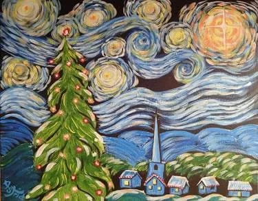 Starry Christmas Night — Painting