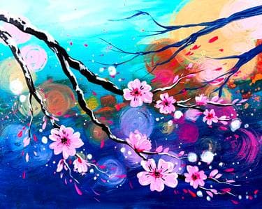 Electric Cherry Blossom - Paint Nite event in Smithfield , RI