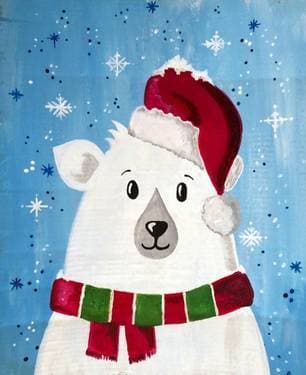Holiday Polar Bear II - Paint Nite event in Long Island City, NY