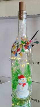 Wine Bottle Glass Painting with Fairy Lights (DIY Christmas themed) - Paint Nite event in Chino Hills, CA