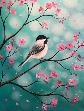 Chickadee Cherry Blossoms - Paint Nite event in Fenton, MO