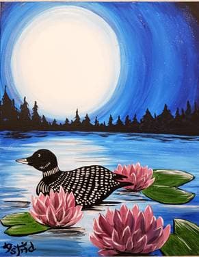 Muskoka Moon Midnight Loon - Paint Nite event in Oshawa, ON
