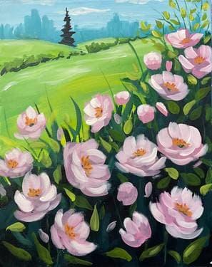 Pink Blooms & Green Fields - Paint Nite event in KENWOOD, CA