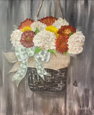 Fall Burlap Basket & Bow — Painting