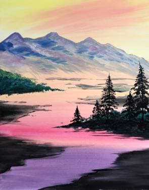 Winding River Silhouettes - Paint Nite event in Airdrie, AB