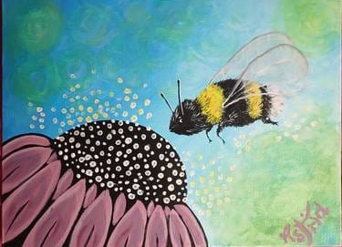 Bee-utiful Cone Flower — Painting