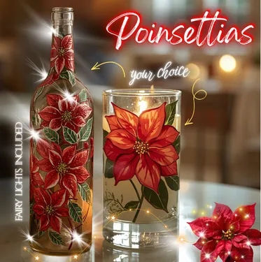 Sip, Glass Paint & bloom Poinsettias – The Ultimate Glass Paint Night out at Grafted Cellars! — Painting
