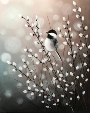 Chickadee Radiance - Paint and sip event at Flower & Wolf in Calgary, AB - PaintNite.com
