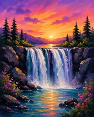 Mountain Sunset Falls at Ace & Vine in Napa — Painting