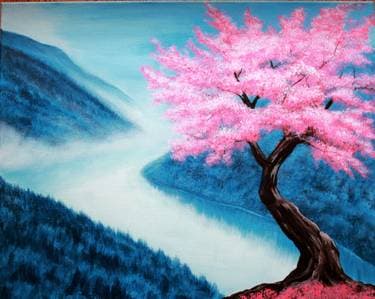 Cherry Blossoms Over The Misty River - Paint Nite event in Brampton, ON