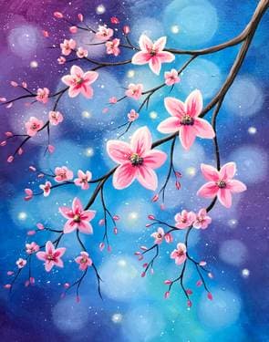 Bright Bokeh Blossoms - Paint Nite event in Calgary, AB