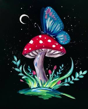 Paint Nite: Magic Mushroom Butterfly — Painting