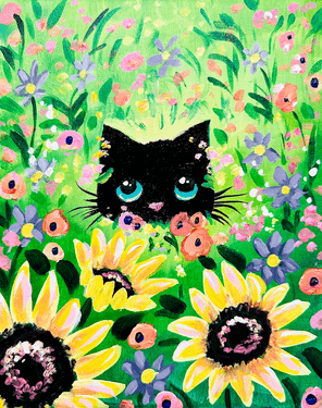 Sunflower Garden Cat - Paint Nite event in Langley, BC