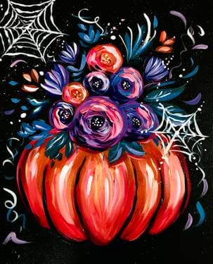 Spooky Pumpkin Bouquet - Paint and sip event at Warm Belly Farm and Garden Center in Cottage Grove , WI - PaintNite.com