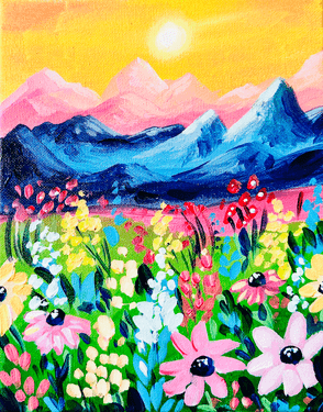 Bright Mountain Flower Field - Paint Nite event in Calgary , AB