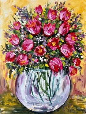 Red Tulips in a Vase — Painting