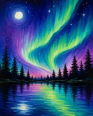 Northern Light Night Sky at Mountain Mike's in Napa — Painting