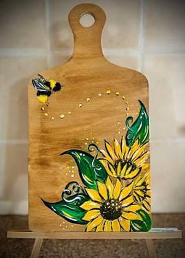 Bee My Sunshine decorative 12” Wood cutting board — Painting