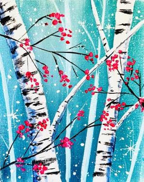 Winter Berry Birch - Paint Nite event in Calgary, AB