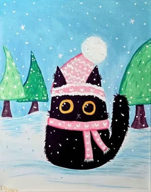 Winter Cat Cutie — Painting