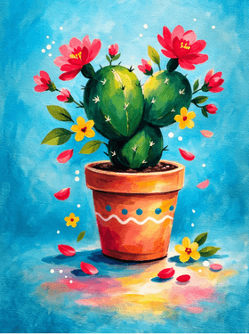 Cactus Flower Bloom - Paint Nite event in SAN JOSE, CA