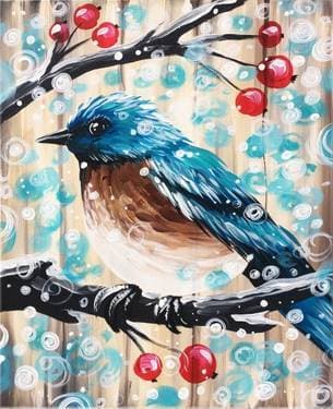 Barn Board Snow Bird - Paint Nite event in Maple Ridge, BC