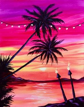 Tiki Beach Party - Paint and sip event at City Loafers at The Current in DAVENPORT, IA - PaintNite.com