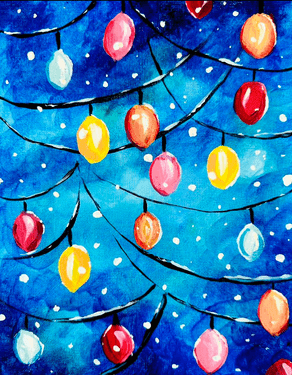 Retro Holiday Lights - Paint Nite event in Costa Mesa, CA