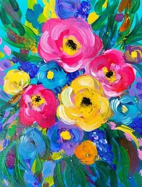 Spring Garden Flowers Bouquet — Painting