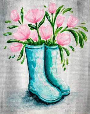 Tulips in Blue Boots - Paint Nite event in MISSISSAUGA, ON