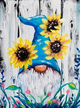 Grateful Gnome with Sunflowers - Paint Nite event in Claremont, CA