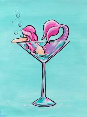 Saturday Pink Mermaid Martini — Painting