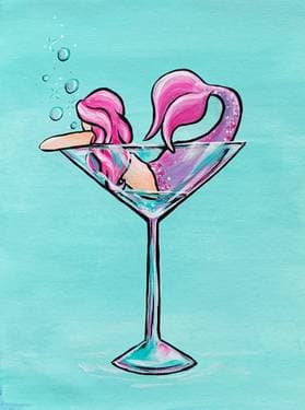 Pink Mermaid Martini - Paint Nite event in Pasadena , CA
