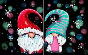 "Holiday Love Gnomes: Partner Painting" — Painting