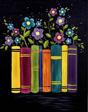 Vintage Books in Bloom - Paint Nite event in Edmonton, AB
