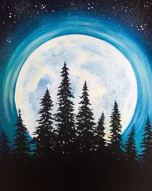 Glowing Moon Trees - Paint Nite event in Winnipeg, MB
