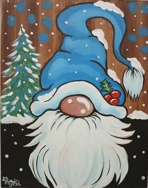 Blue Christmas Gnome — Painting