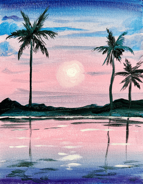 Peaceful Palms Reflection - Paint Nite event in Mississauga, ON