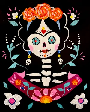 Saturday Celebrate Frida Custom Black Canvas — Painting
