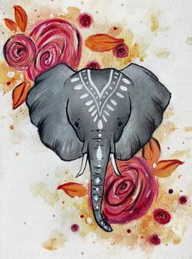 Floral Boho Elephant II - Paint Nite event in Glen Burnie, MD