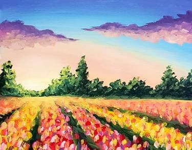 Sunset Tulip Meadow Symphony - Paint Nite event in Pitt Meadows, BC