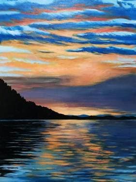 Coastal Inlet Sunset - Paint Nite event in Port Coquitlam, BC