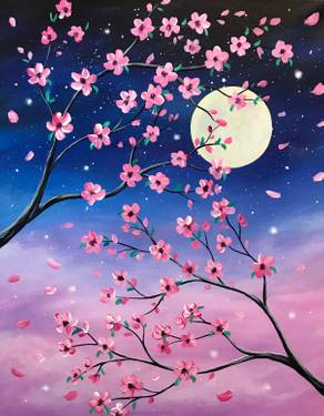 "Cherry Blossom Sky II" — Painting