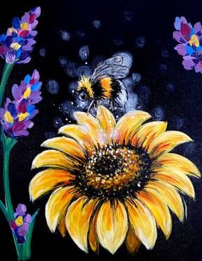 Sunflower and Bumblebee - Paint Nite event in Ottawa, ON
