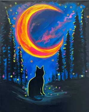 Crescent Moon Cat at Casa Bonita — Painting