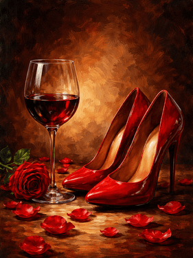 Red High Heels, A Glass of Wine & A Rose - Paint Nite event in Caledon East, ON