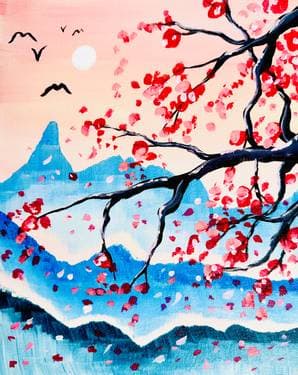 Blue Mountain Blossoms - Paint Nite event in Edmonton, AB