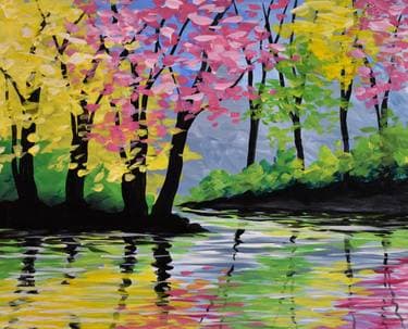 Colorful Forest Stream - Paint Nite event in sa, CA