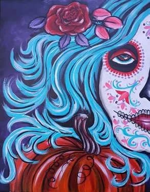 Halloween Sugar Face Skull - Paint Nite event in Oshawa, ON